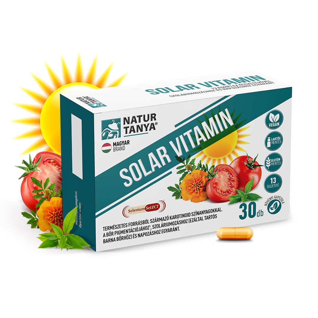 SOLAR VITAMIN - Világszabadalommal védett összetevőkkel is formulázott napozóvitamin, szoláriumozáshoz, napozáshoz