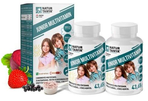2 doboz JUNIOR MULTIVITAMIN – Cukormentes, adalékanyagmentes, gyerek multivitamin. 20 féle szerves tápanyag, fekete bodza, céklalé por, természetes és finom eper ízben, 3 éves kortól - másolat 2 doboz JUNIOR MULTIVITAMIN – Cukormentes, adalékanyagmentes, gyerek multivitamin. 20 féle szerves tápanyag, fekete bodza, céklalé por, természetes és finom eper ízben, 3 éves kortól - másolat